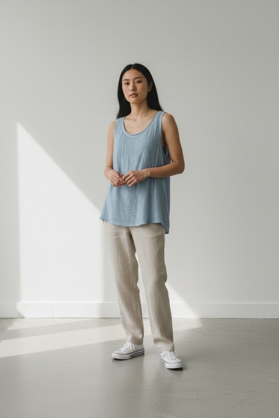 Gigi Moda cotton Italy blue tank top blouse tunic